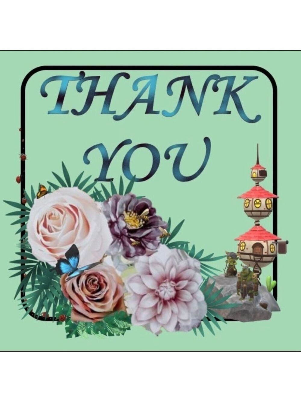 100 (2x2 Inch) Square Stickers, Boho Spring , LadyBugs, High Gloss, Thank You - Picture 3 of 3